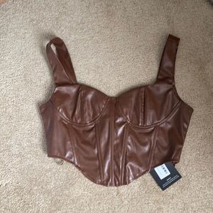 Pretty little thing brown corset top. Size 8 uk 12
